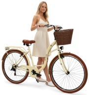 Жіночий Міський Велосипед 28 Кремовий Shimano 6 Швидкостей Ретро З Корзиком
