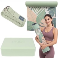 Myga Palm Yoga Set: Килимок, Блок, Ремінь