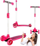 3-Wheel Balance Scooter With Glowing Led Wheels For Girls, Pink Nils