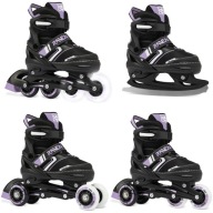 Роликові Ковзани Фігурні Ковзани 4В1 Raven Helixi Black/Violet Led Wheels