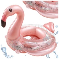 Dmuchane Koło Do Pływania Flaming Z Siedziskiem Brokat 85 Cm Plaża Basen