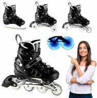 Ролики 4В1 Світлодіодні Колеса Black S Adjustable Abec-7 215 Mm