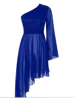 Балетний Сучасний Джазовий Асиметричний Танцювальний Костюм Cover Up Dress Sapphire S