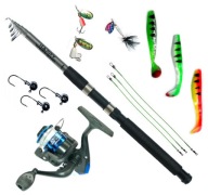 Спінінговий Набір Для Риболовлі Jaxon Вудка 2,4 М Котушка Head Baits