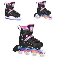 Регульовані Роликові Ковзани 4В1 Led Pink Steel Skate Size M Nils Extreme