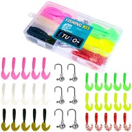 Набір Rubber Twisters Rubber + Jig Heads Із 36 Спінінгових Приманок Etuso