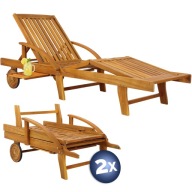 2X Садовий Шезлонг Acacia Wooden Deckchair Складний