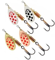 4 X Mepps Aglia Decoree Silver / Gold & Red / Black Dots № 3 - 6,5 Гр.