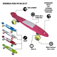 Скейтборд Fiszka Pw-506 Led Mechanics, Малиновий