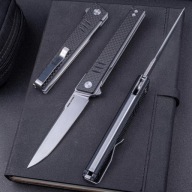 Складний Ніж Kikashi Flipper Liner Lock Real Steel 14C28N Black G10 & Cf