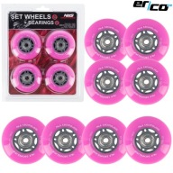 Колеса Для Роликових Ковзанів 70 Мм 8 Шт. + Підшипники 16 Шт. Abec-7 Pink Quick + Sleeves