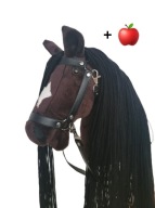 Hobby Horse Dragon Set Large (Кінь На Палиці) + Чорна Вуздечка + Поводи + Яблуко