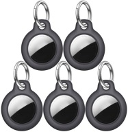 Set Of 5X Case For Apple Airtag Reinforced For Locator Key Ring - Black