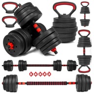 Гантелі Регульовані 2X15Kg Штанга Kettlebell Набір Гантелей 6In1 Bars Ручки