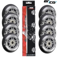 Колеса Для Роликових Ковзанів 8 Шт. + Підшипники 16 Шт. Abec-9 72 Мм Black Quick + Втулки