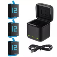 Box Usb Charger + 3X Акумуляторна Батарея Для Gopro Hero 9 10 11 12 Black
