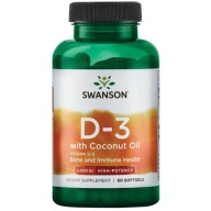 Swanson Vitamin D3 2000 Мо Кокосової Олії 60 Капс
