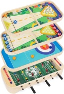 Дерев'яний Ігровий Стіл Woodenfun 4 В 1 - Боулінг, Настільний Футбол, Керлінг, Хокей