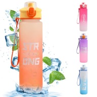 Пляшка Для Води 1Л Motivational Sports With Tube Graduated Bottle Yellow