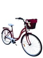 Жіночий Міський Велосипед Rayon Palermo 28, 6 Швидкостей, Shimano Червоний + Корзина