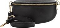 Жіноча Шкіряна Поясна Сумка Black, Elegant Vera Pelle, Italian Leather