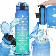 Bottle Мотиваційна Пляшка Для Води Ombre З Носиком, 1Л, Темно-Синій І Бірюзовий