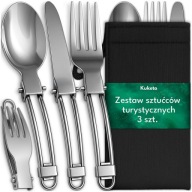 Туристичний Сталевий Складний Столовий Прибор Camping Survival Essential 3 El + Чохал