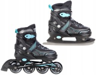 Високоякісні Роликові Ковзани 2 В 1, Регульовані Croxer Optima Black/Mint 35-38